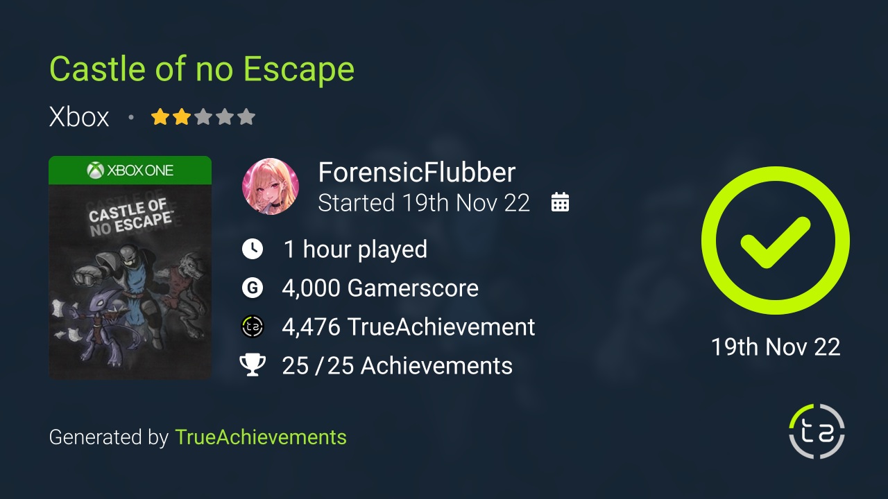 Castle of no Escape achievement summary